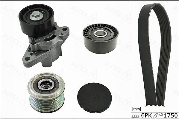 Autex 702872 - Поликлиновый ременный комплект autospares.lv