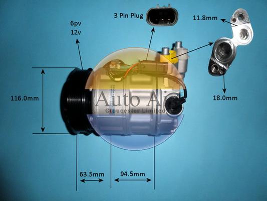 Auto Air Gloucester 14-9725P - Компрессор кондиционера autospares.lv