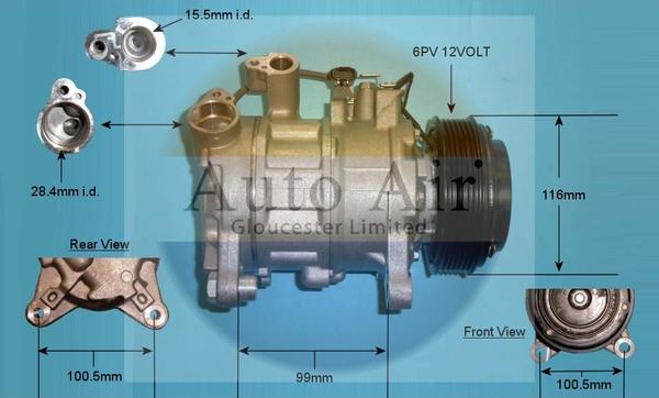 Auto Air Gloucester 14-0089P - Компрессор кондиционера autospares.lv