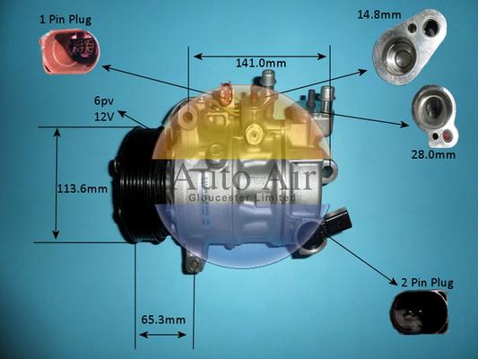 Auto Air Gloucester 14-0813P - Компрессор кондиционера autospares.lv