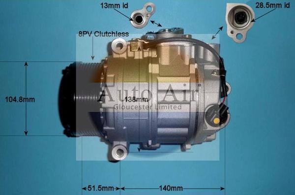 Auto Air Gloucester 14-0306P - Компрессор кондиционера autospares.lv