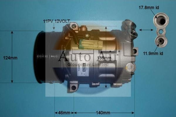 Auto Air Gloucester 14-0339R - Компрессор кондиционера autospares.lv