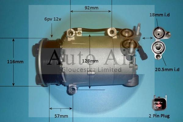 Auto Air Gloucester 14-1046p - Компрессор кондиционера autospares.lv