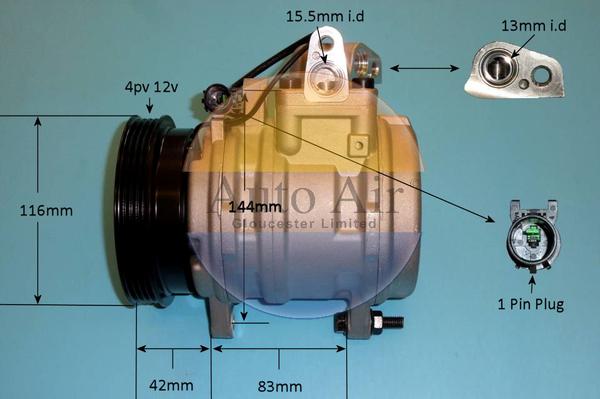 Auto Air Gloucester 14-1037P - Компрессор кондиционера autospares.lv