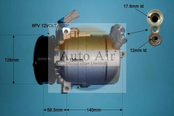 Auto Air Gloucester 14-2056P - Компрессор кондиционера autospares.lv