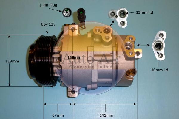 Auto Air Gloucester 14-2061p - Компрессор кондиционера autospares.lv