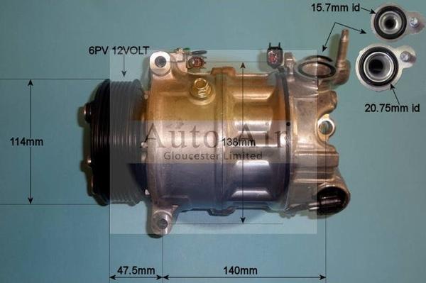 Auto Air Gloucester 14-2067P - Компрессор кондиционера autospares.lv