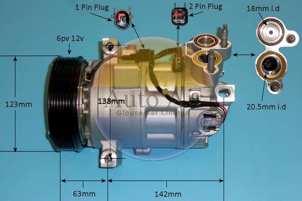 Auto Air Gloucester 14-2088P - Компрессор кондиционера autospares.lv