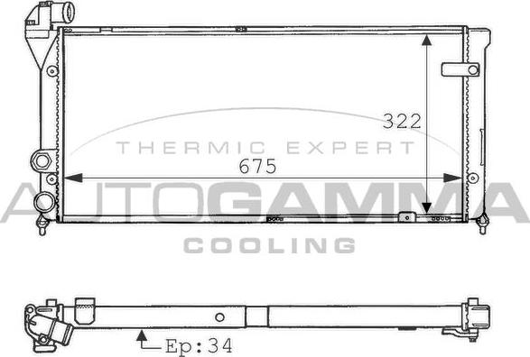 Autogamma 100964 - Радиатор, охлаждение двигателя autospares.lv