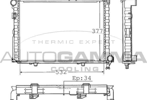 Autogamma 100546 - Радиатор, охлаждение двигателя autospares.lv