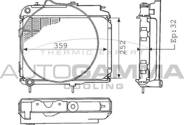 Autogamma 100819 - Радиатор, охлаждение двигателя autospares.lv