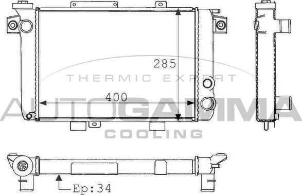 Autogamma 100830 - Радиатор, охлаждение двигателя autospares.lv