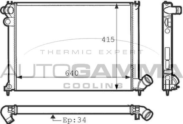 Autogamma 100780 - Радиатор, охлаждение двигателя autospares.lv