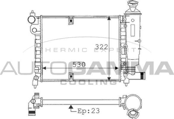 Autogamma 100732 - Радиатор, охлаждение двигателя autospares.lv