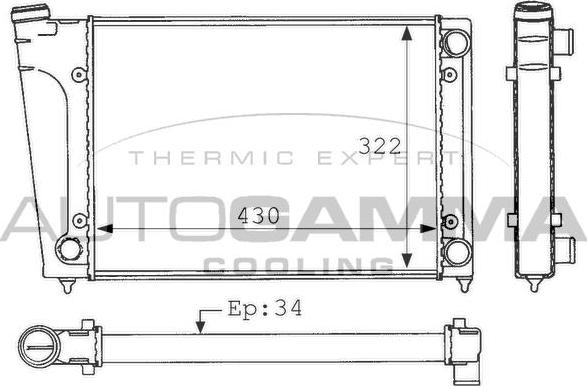 Autogamma 101046 - Радиатор, охлаждение двигателя autospares.lv