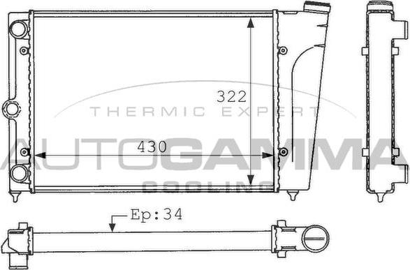 Autogamma 101040 - Радиатор, охлаждение двигателя autospares.lv