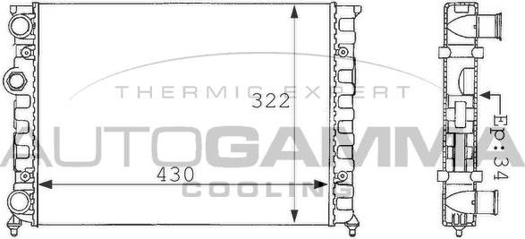 Autogamma 101055 - Радиатор, охлаждение двигателя autospares.lv