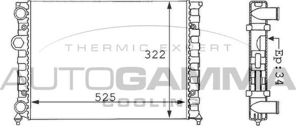 Autogamma 101056 - Радиатор, охлаждение двигателя autospares.lv