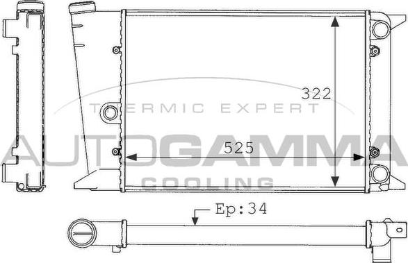 Autogamma 101050 - Радиатор, охлаждение двигателя autospares.lv