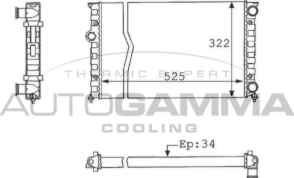 Autogamma 101058 - Радиатор, охлаждение двигателя autospares.lv