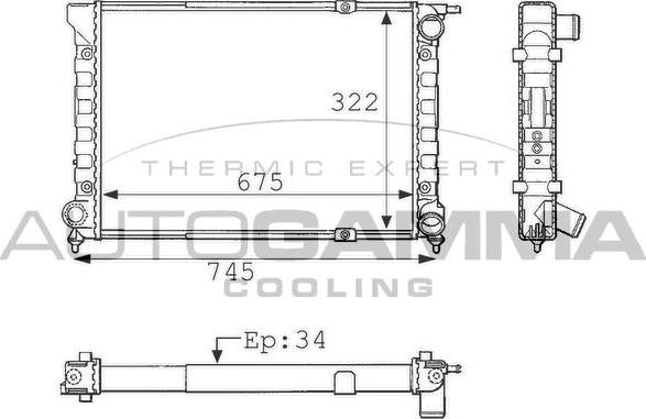 Autogamma 101053 - Радиатор, охлаждение двигателя autospares.lv