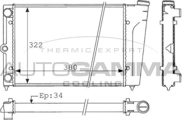 Autogamma 101039 - Радиатор, охлаждение двигателя autospares.lv