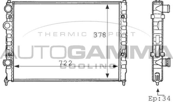 Autogamma 101078 - Радиатор, охлаждение двигателя autospares.lv