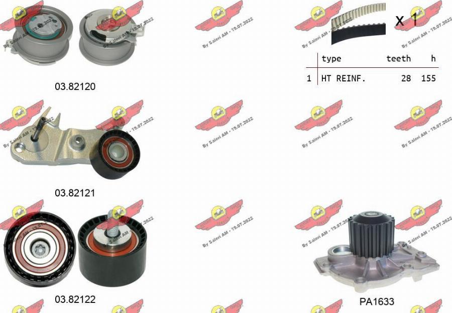 Autokit 04.5481PA - Водяной насос + комплект зубчатого ремня ГРМ autospares.lv