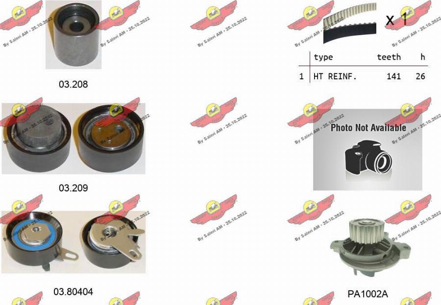 Autokit 04.5483PA - Водяной насос + комплект зубчатого ремня ГРМ autospares.lv