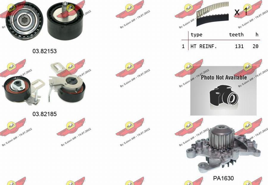 Autokit 04.5476PA - Водяной насос + комплект зубчатого ремня ГРМ autospares.lv