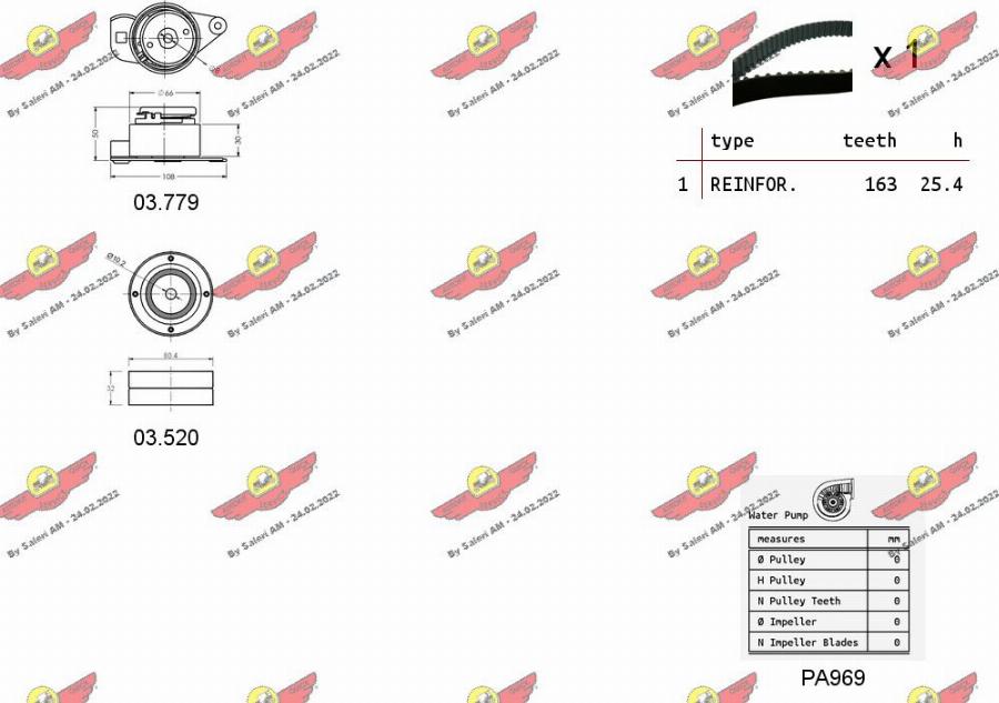 Autokit 04.5094PA - Водяной насос + комплект зубчатого ремня ГРМ autospares.lv