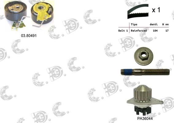 Autokit 04.5048PA - Водяной насос + комплект зубчатого ремня ГРМ autospares.lv