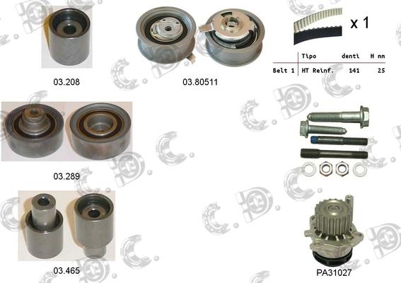 Autokit 04.5054PA - Водяной насос + комплект зубчатого ремня ГРМ autospares.lv