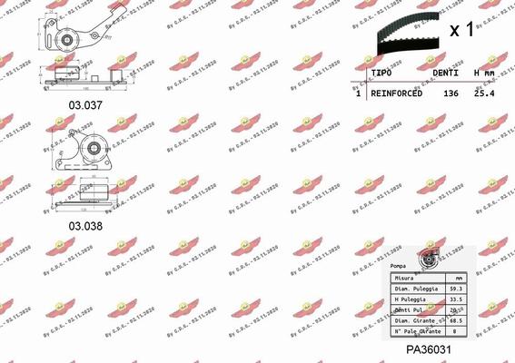 Autokit 04.5060PA - Водяной насос + комплект зубчатого ремня ГРМ autospares.lv