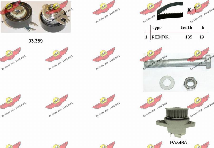 Autokit 04.5006PA - Водяной насос + комплект зубчатого ремня ГРМ autospares.lv