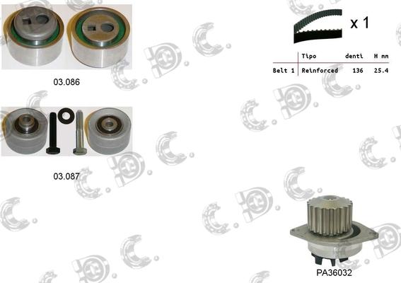 Autokit 04.5087PA - Водяной насос + комплект зубчатого ремня ГРМ autospares.lv