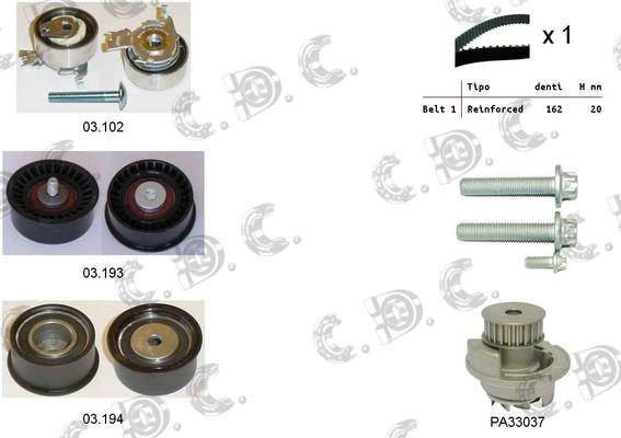 Autokit 04.5037PA - Водяной насос + комплект зубчатого ремня ГРМ autospares.lv