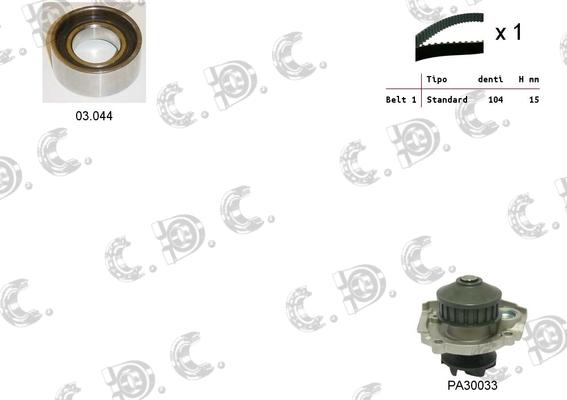 Autokit 04.5024PA - Водяной насос + комплект зубчатого ремня ГРМ autospares.lv