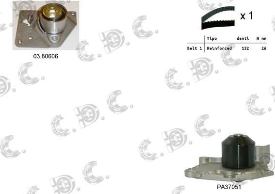 Autokit 04.5105PA - Водяной насос + комплект зубчатого ремня ГРМ autospares.lv