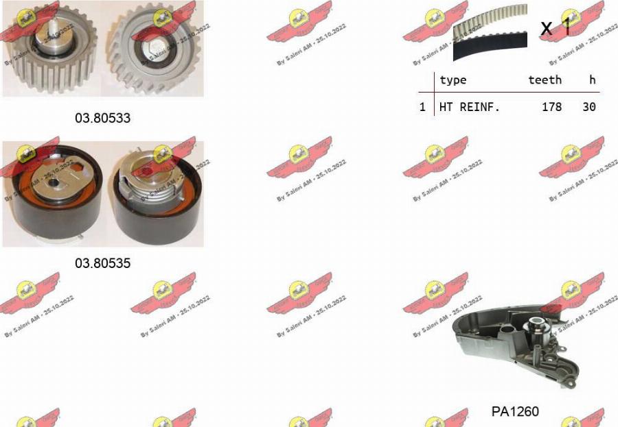 Autokit 04.5114PA - Водяной насос + комплект зубчатого ремня ГРМ autospares.lv