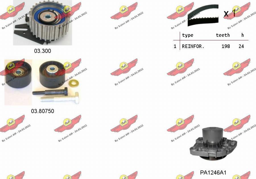 Autokit 04.5116PA - Водяной насос + комплект зубчатого ремня ГРМ autospares.lv