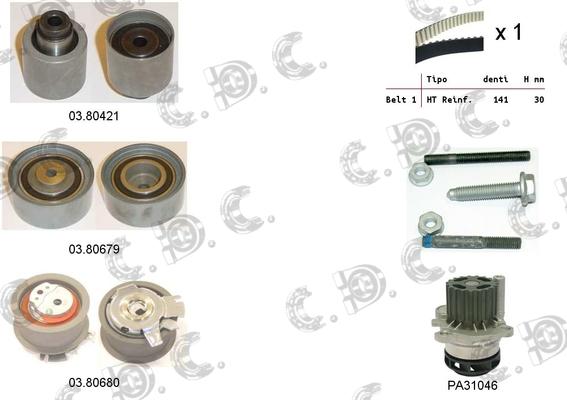 Autokit 04.5118PA - Водяной насос + комплект зубчатого ремня ГРМ autospares.lv