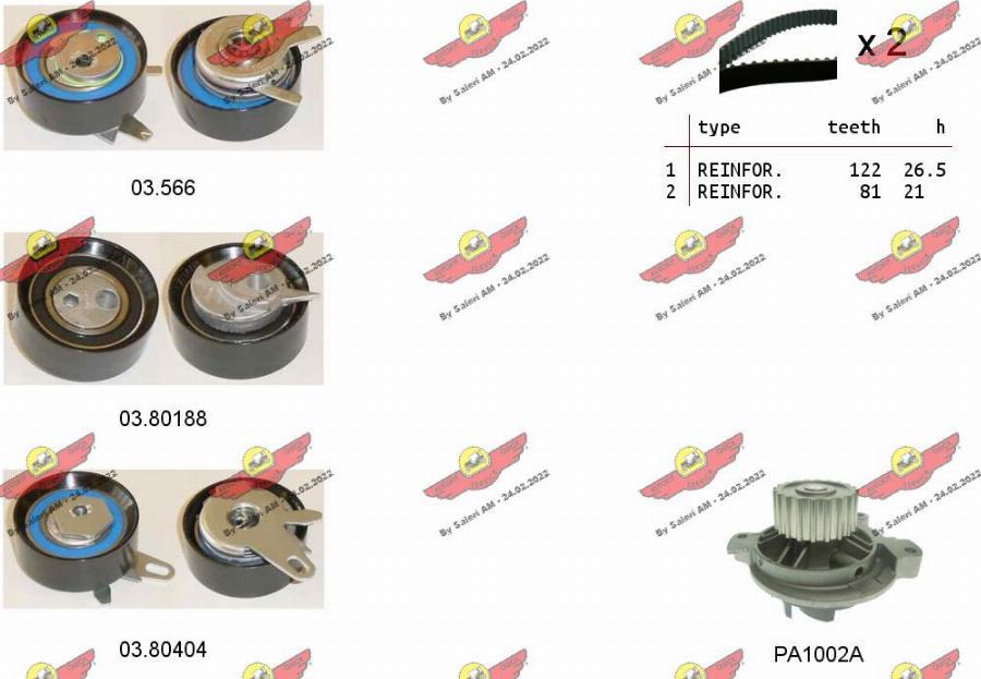 Autokit 04.5135PA - Водяной насос + комплект зубчатого ремня ГРМ autospares.lv