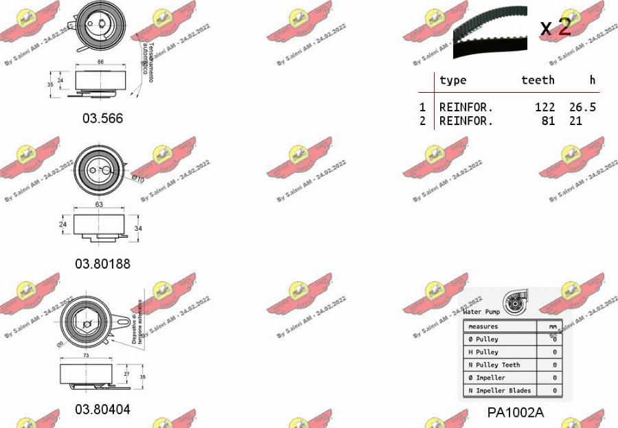 Autokit 04.5135PA - Водяной насос + комплект зубчатого ремня ГРМ autospares.lv