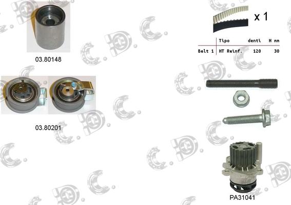 Autokit 04.5129PA2 - Водяной насос + комплект зубчатого ремня ГРМ autospares.lv