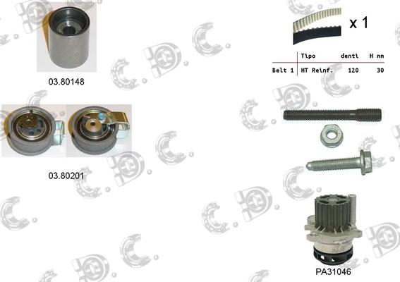 Autokit 04.5129PA - Водяной насос + комплект зубчатого ремня ГРМ autospares.lv