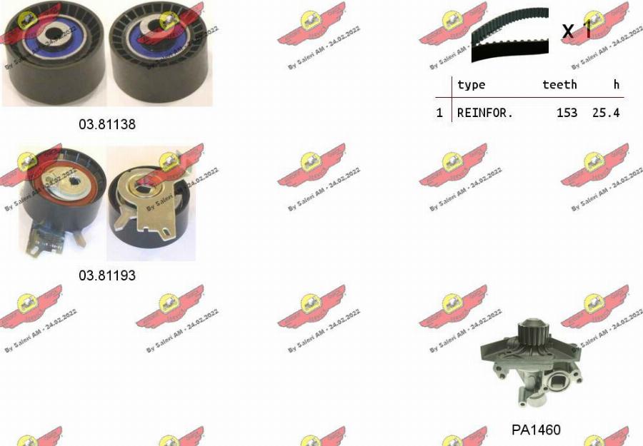 Autokit 04.5345PA - Водяной насос + комплект зубчатого ремня ГРМ autospares.lv