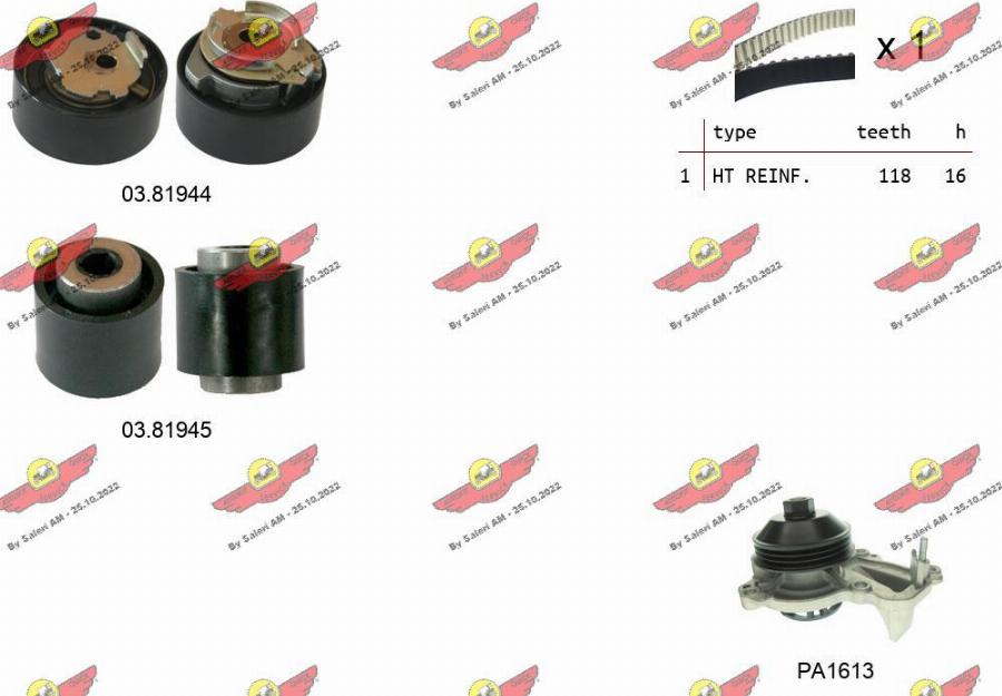 Autokit 04.5356PA2 - Водяной насос + комплект зубчатого ремня ГРМ autospares.lv