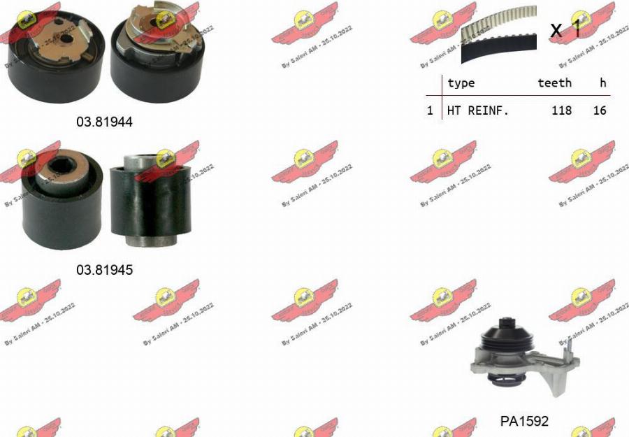 Autokit 04.5356PA - Водяной насос + комплект зубчатого ремня ГРМ autospares.lv