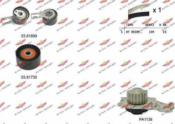 Autokit 04.5358PA - Водяной насос + комплект зубчатого ремня ГРМ autospares.lv